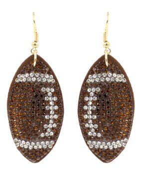 Rhinestone Plush Football Earrings - Football Mom - Game Day Earrings
